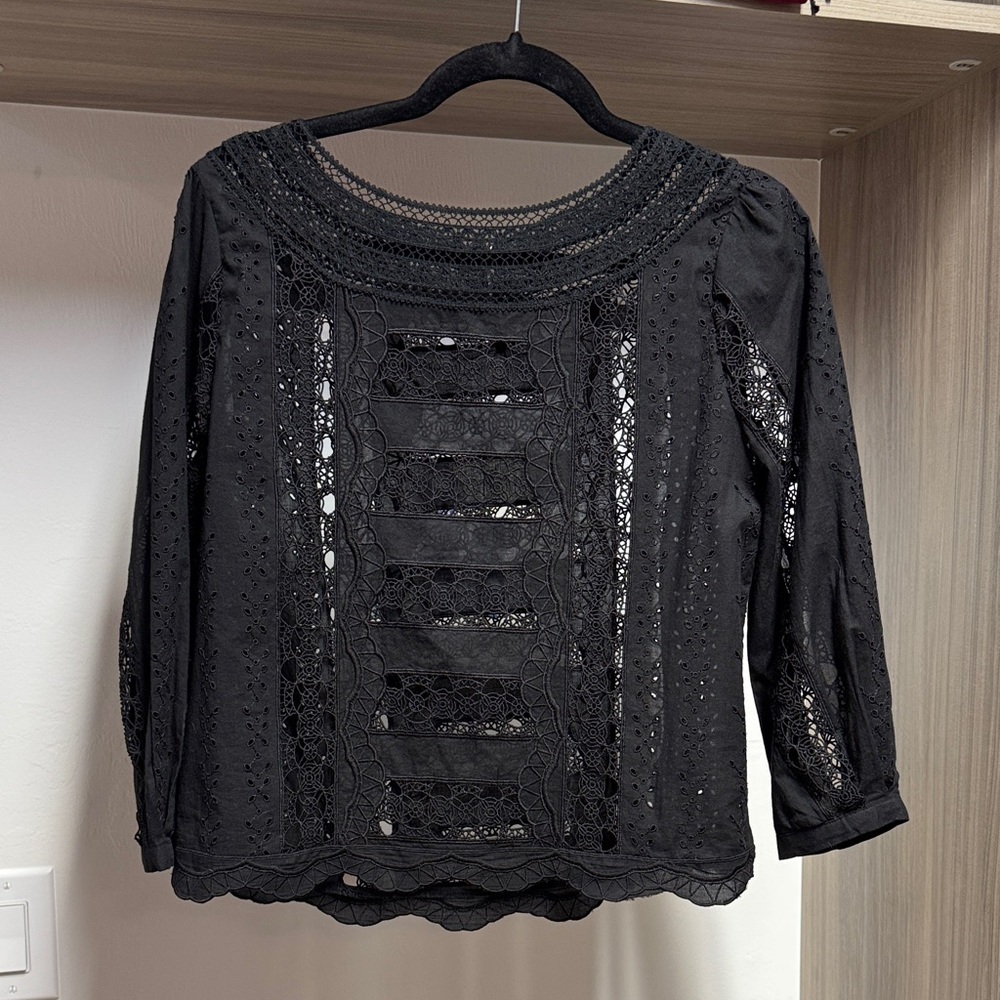 White House Black Market Black Lace Blouse